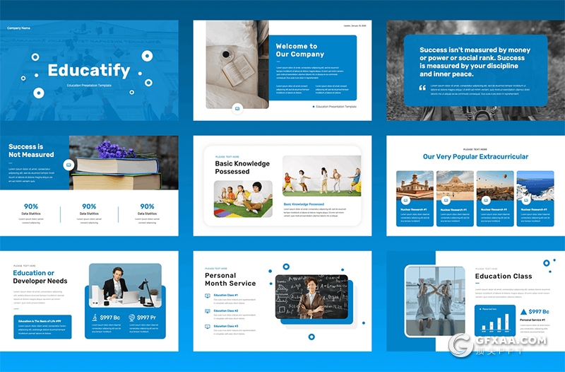 蓝色教育培训演示PPT模板 - 顶尖PPT