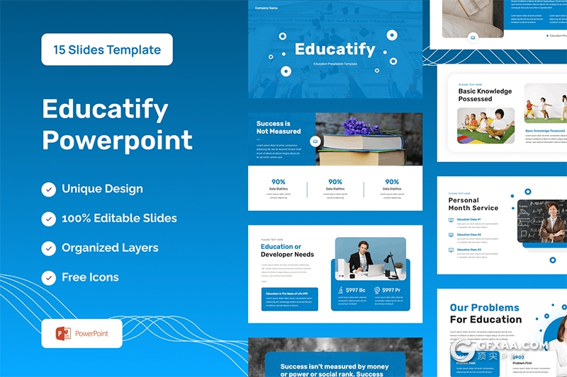 蓝色教育培训演示PPT模板 - 顶尖PPT