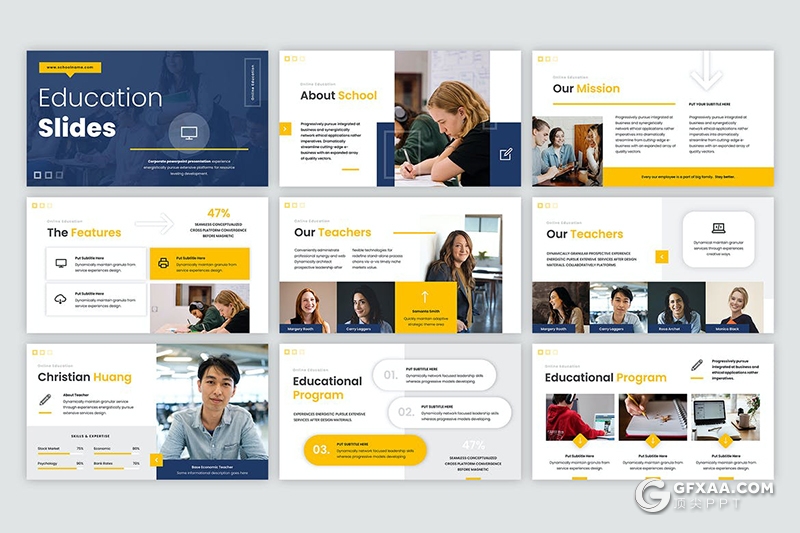 40页教育培训大学简介国外PPT模板 - 顶尖PPT