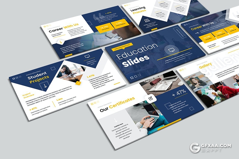 40页教育培训大学简介国外PPT模板 - 顶尖PPT