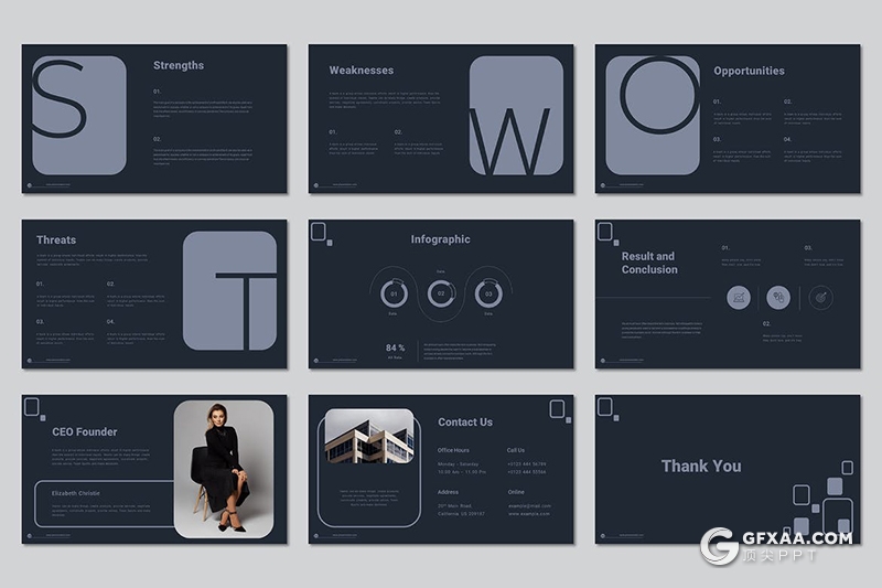 30页灰色扁平化业务团队展示商务风格PPT模板 - 顶尖PPT