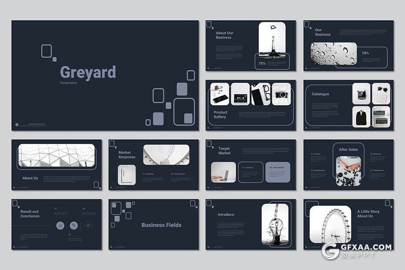 30页灰色扁平化业务团队展示商务风格PPT模板 - 顶尖PPT