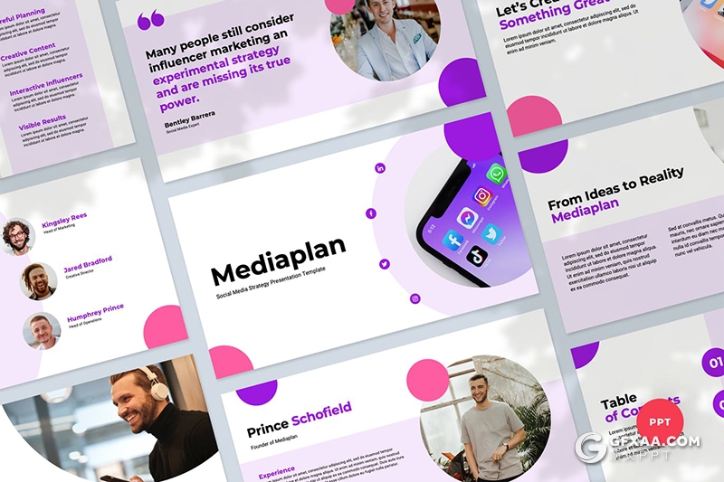 33页国外创意圆形设计商务产品展示PPT模板 - 顶尖PPT