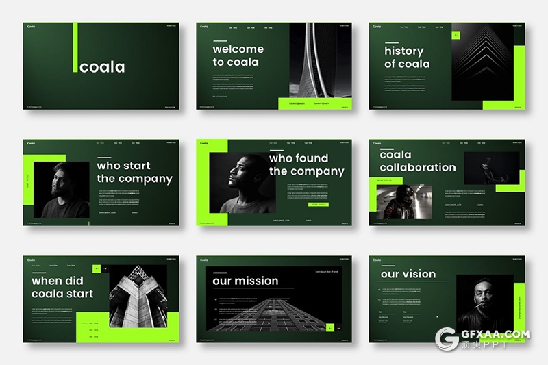 39页国外绿色设计公司简介设计作品展示PPT模板 - 顶尖PPT