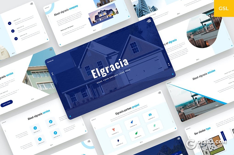 36页房地产宣传介绍商务通用Google slides模板 - 顶尖PPT