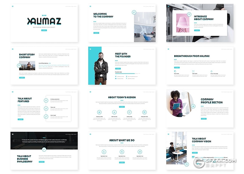 30页国外极简创意风格商务通用PPT模板 - 顶尖PPT
