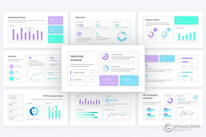 48页KPI数据信息图形数据仪表盘PPT模板 - 顶尖PPT