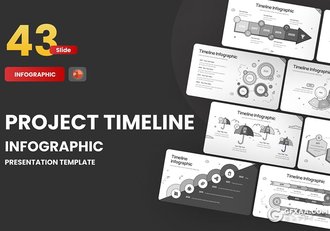 43页黑白涂鸦线稿风格项目时间表图形PPT模板 - 顶尖PPT