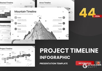 44页手绘线稿涂鸦风格项目时间进度图形PPT模板 - 顶尖PPT