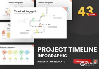 43页彩色线条项目进度时间表图形PPT模板 - 顶尖PPT