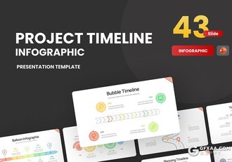 43页彩色线条绘制时间轴项目进度发展史PPT图形模板 - 顶尖PPT