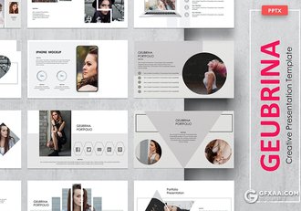 35页国外极简风格模特摄影写真PPT模板 - 顶尖PPT