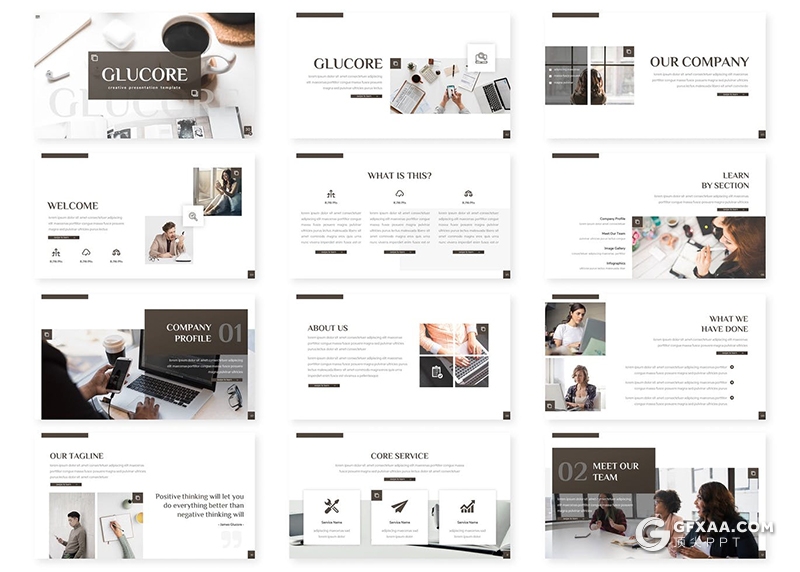 30页国外简约商务工作汇报项目合作企业简介PPT模板 - 顶尖PPT