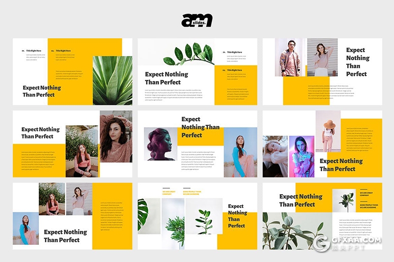 30页国外简约扁平化静态植物展示PPT模板 - 顶尖PPT