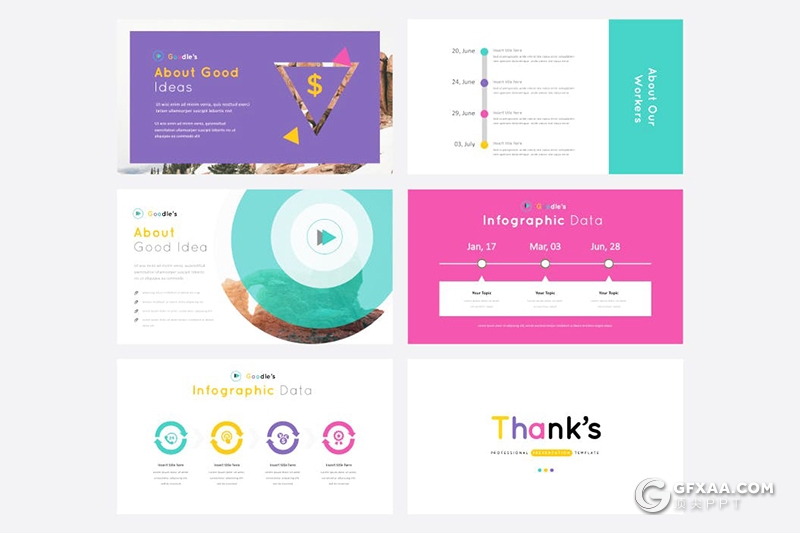 30页彩色三角形创意设计国外商务keynote模板 - 顶尖PPT