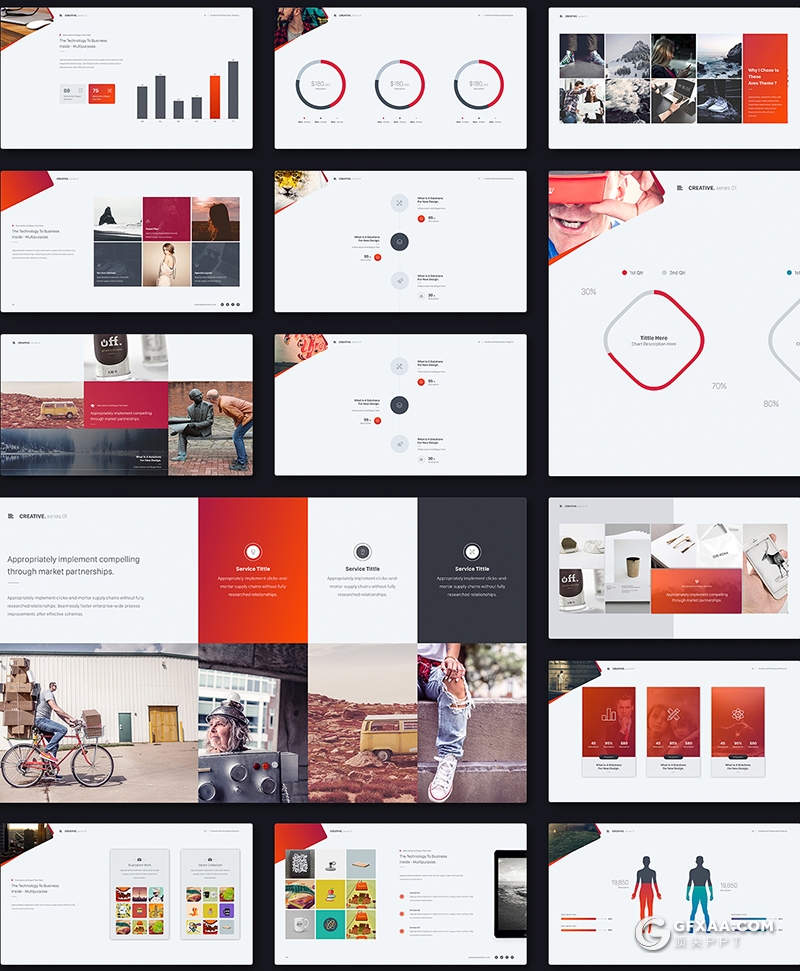 50页国外及精美设计风商务通用PPT模板黑白两种底色 - 顶尖PPT