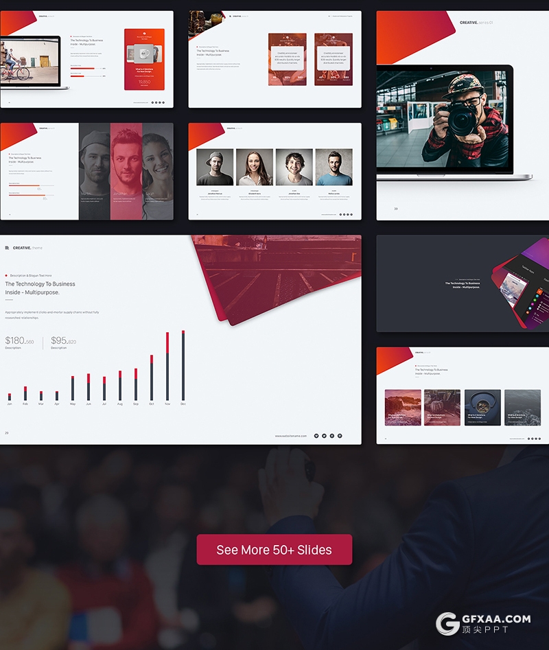 50页国外及精美设计风商务通用PPT模板黑白两种底色 - 顶尖PPT