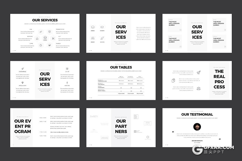 80多页黑白国外极简商务多用途PPT模板 - 顶尖PPT