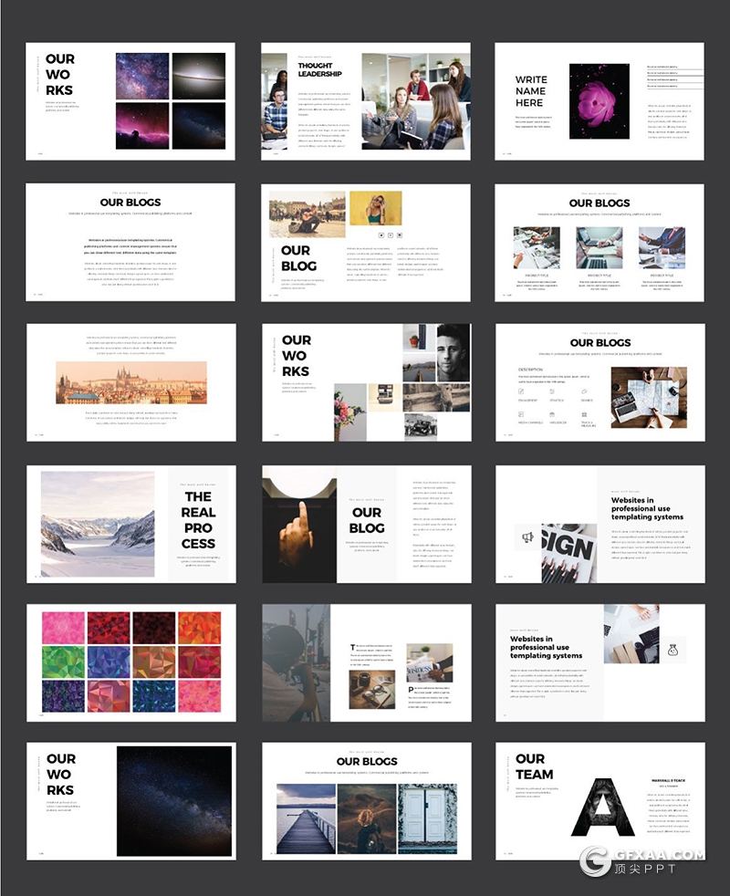 80多页黑白国外极简商务多用途PPT模板 - 顶尖PPT