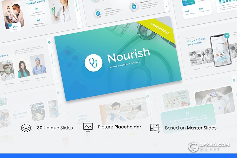 30页医学医疗研究报告医学团队展示国外PPT模板 - 顶尖PPT