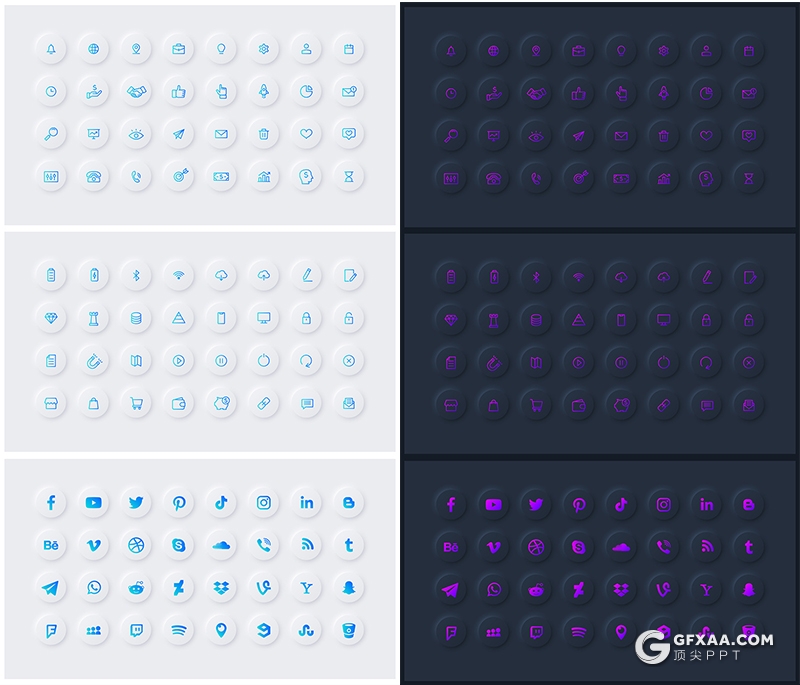 130页超漂亮的国外微立体风格动画PPT模板黑白两种底色 - 顶尖PPT