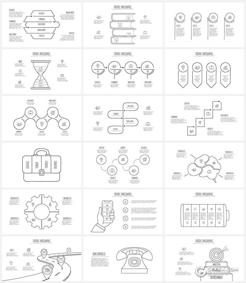 150页超美动画铅笔手绘涂鸦风格PPT数据图形逻辑图形合集 - 顶尖PPT