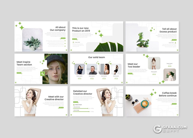 30页简约风格植物系国外Google slides模板 - 顶尖PPT