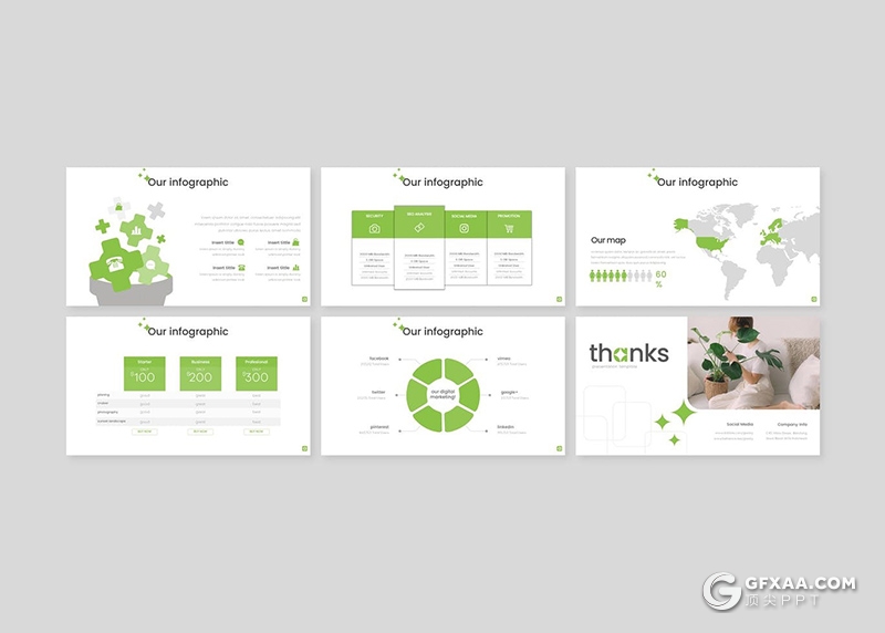 30页简约风格植物系国外Google slides模板 - 顶尖PPT