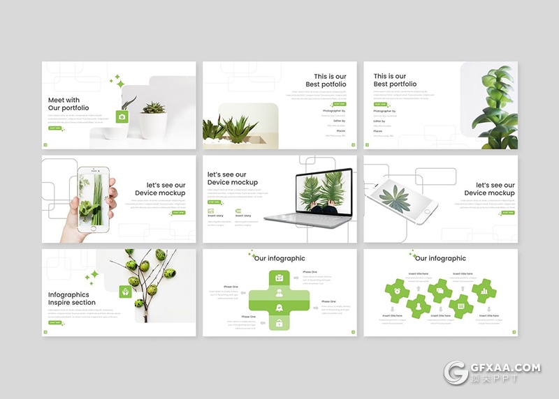 30页简约风格植物系国外Google slides模板 - 顶尖PPT