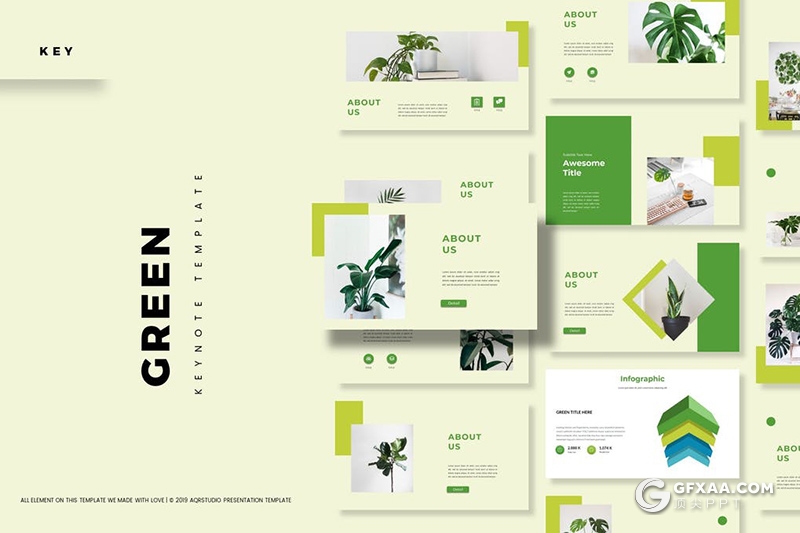 30页绿色国外小清新植物系keynote模板 - 顶尖PPT