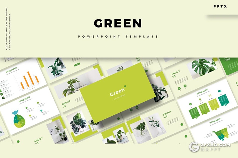 30页绿色国外小清新植物系PPT模板 - 顶尖PPT
