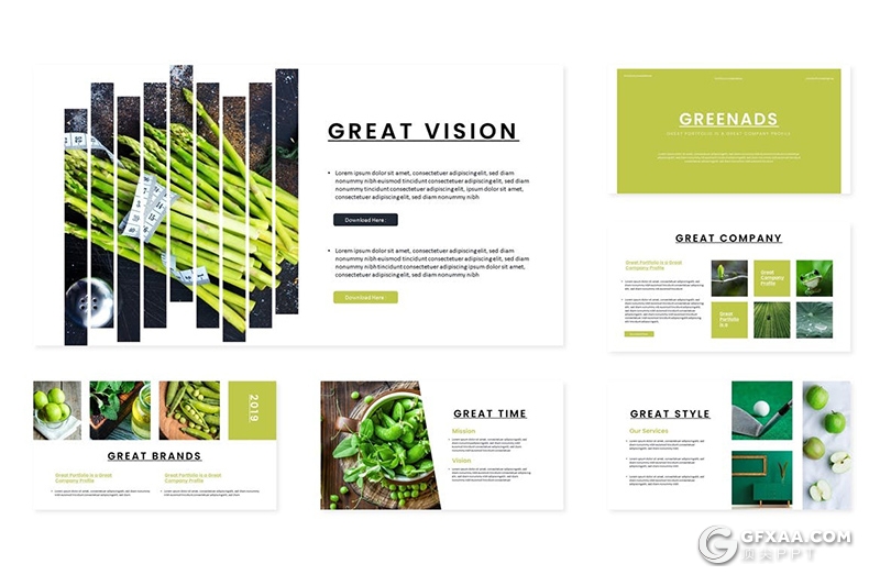 30页国外简约风格水果蔬菜介绍展示keynote模板 - 顶尖PPT