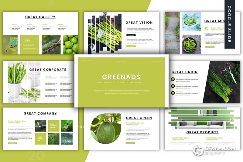 30页国外简约风格水果蔬菜介绍展示Google slides模板 - 顶尖PPT