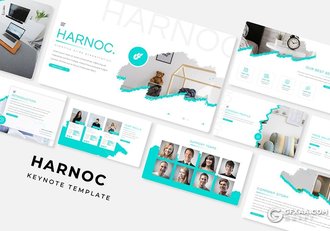 30页水墨笔触效果国外商务keynote模板 - 顶尖PPT