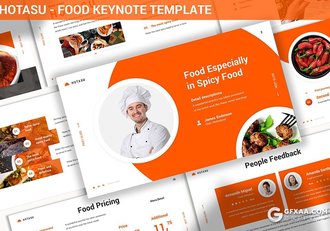 橙色餐饮美食数据统计分析keynote模板 - 顶尖PPT