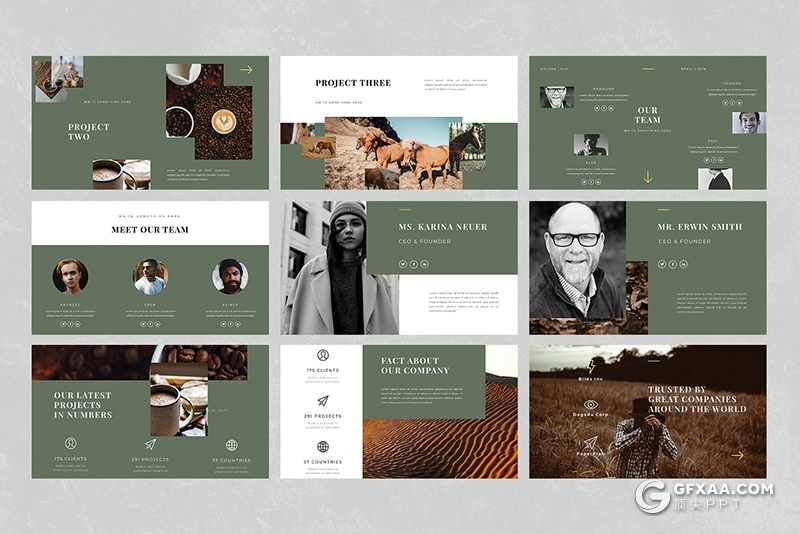 30页绿色极简文艺小清新Google slides模板 - 顶尖PPT