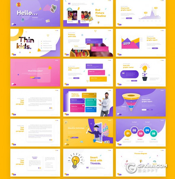 80页精美配色与动画ppt国外高端趣味游戏儿童教育培训PPT模板 - 顶尖PPT