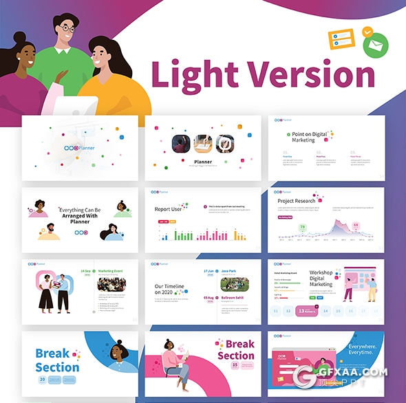 77页国外精美动画配色商业规划营销主题PPT模板 - 顶尖PPT