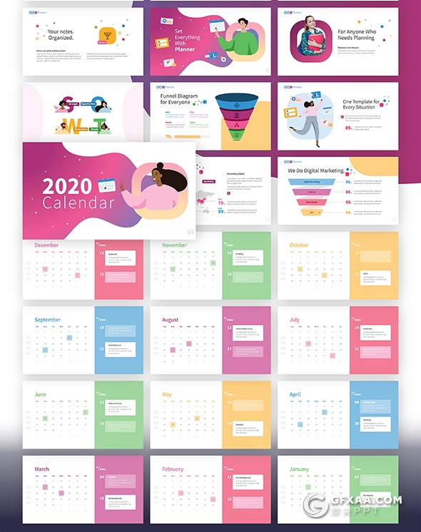 77页国外精美动画配色商业规划营销主题PPT模板 - 顶尖PPT