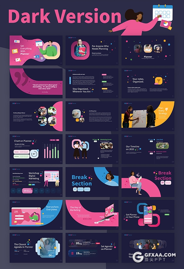 77页国外精美动画配色商业规划营销主题PPT模板 - 顶尖PPT