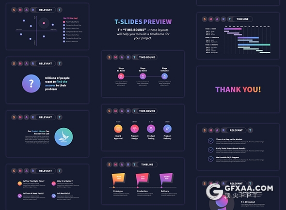 100页国外高端彩色渐变PPT数据图形模板黑白两种底色 - 顶尖PPT