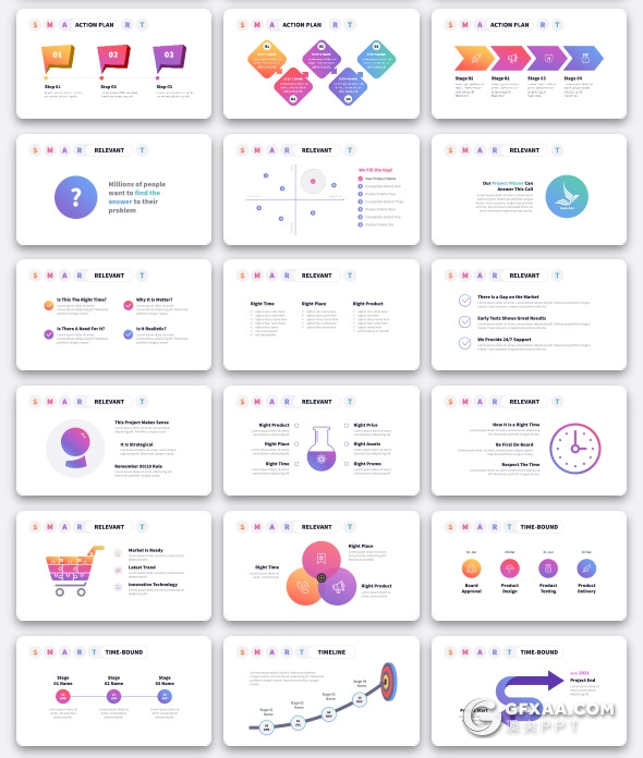 100页国外高端彩色渐变PPT数据图形模板黑白两种底色 - 顶尖PPT