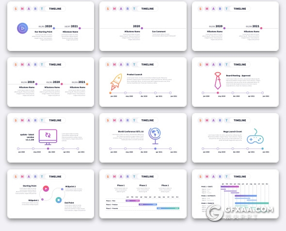 100页国外高端彩色渐变PPT数据图形模板黑白两种底色 - 顶尖PPT
