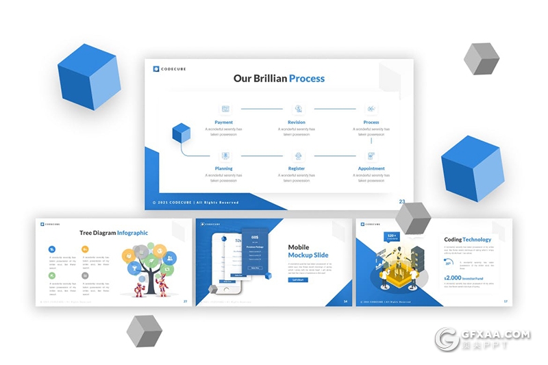 创意方块科技人工智能主题SWOT分析PPT模板 - 顶尖PPT
