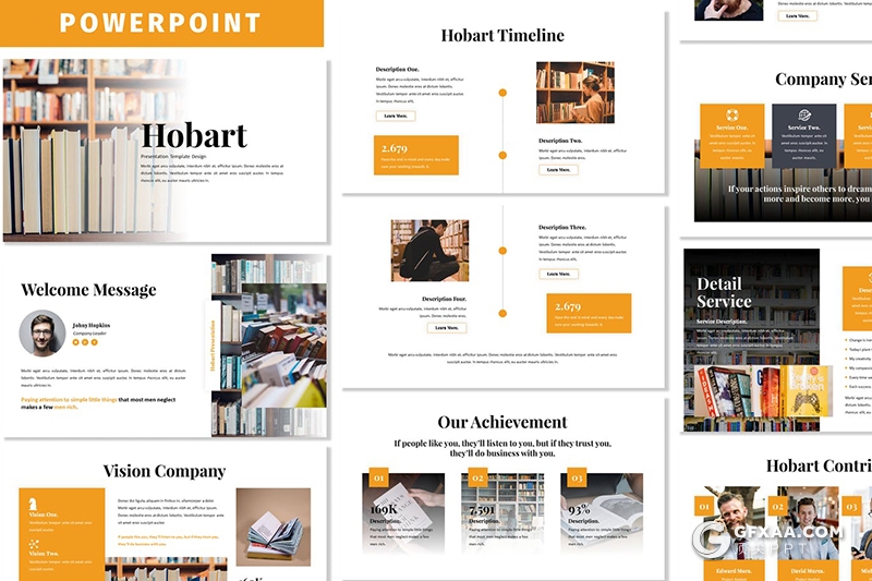 30页橙色大学图书馆介绍宣传PPT模板 - 顶尖PPT