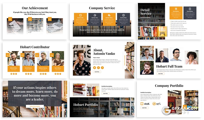 30页橙色大学图书馆介绍宣传PPT模板 - 顶尖PPT