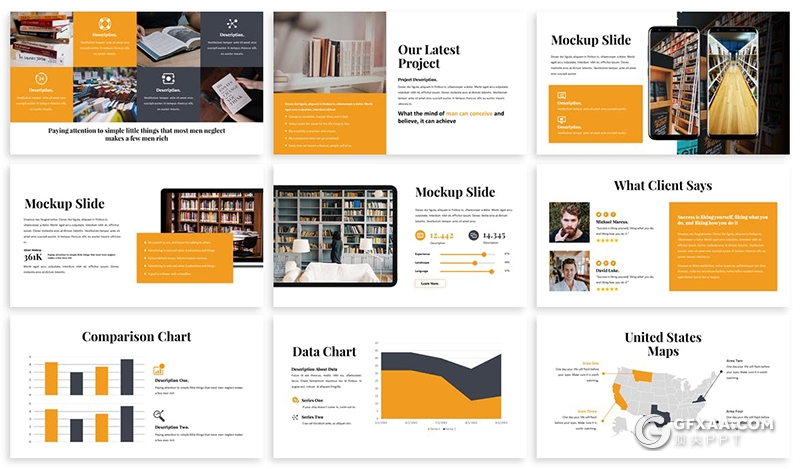 30页橙色大学图书馆介绍宣传PPT模板 - 顶尖PPT