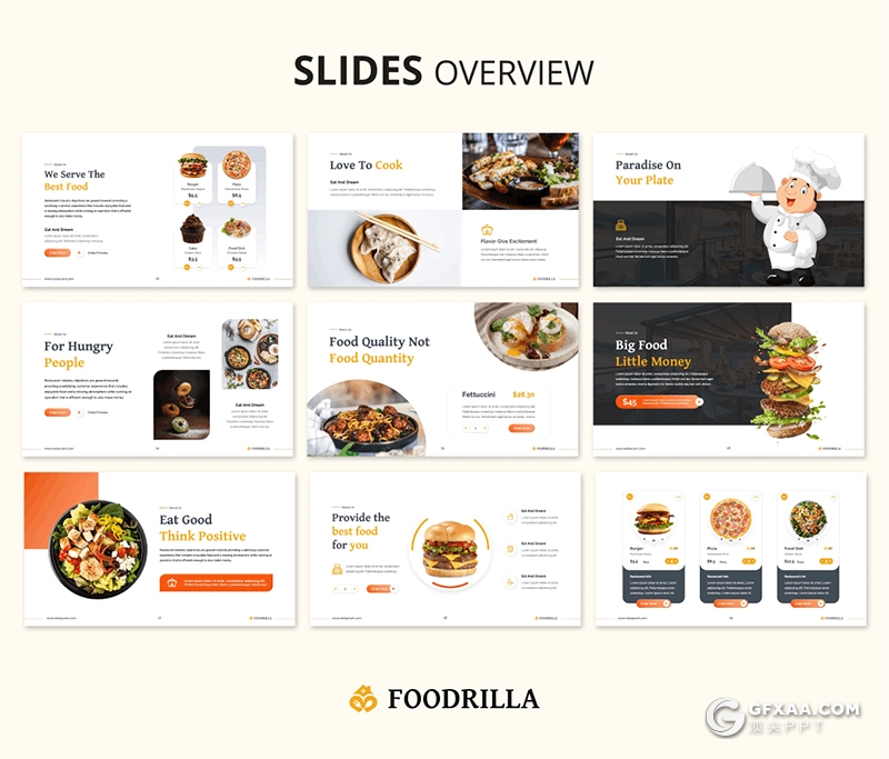 40页欧美设计风格餐饮美食介绍展示PPT模板 - 顶尖PPT