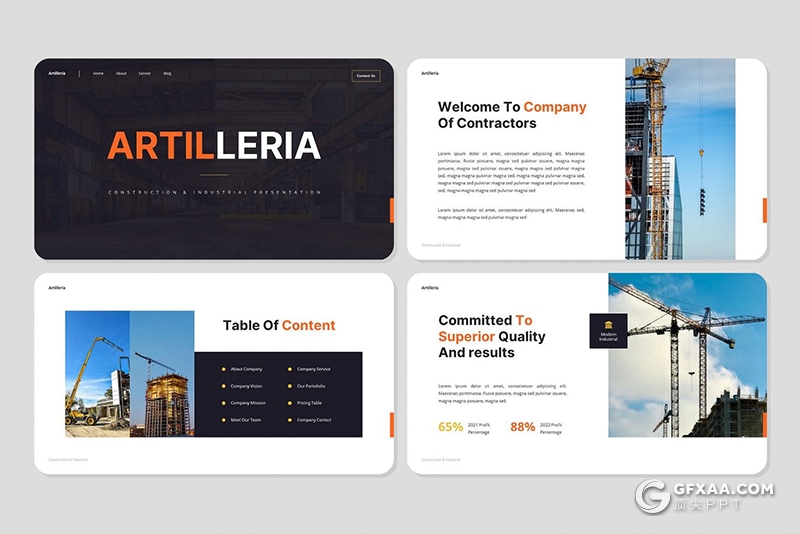 32页工程建筑项目施工项目合作展示PPT模板 - 顶尖PPT