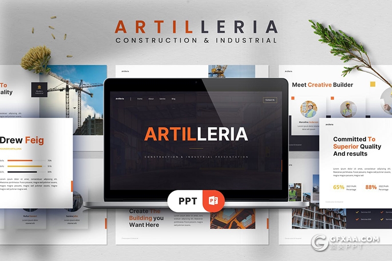 32页工程建筑项目施工项目合作展示PPT模板 - 顶尖PPT